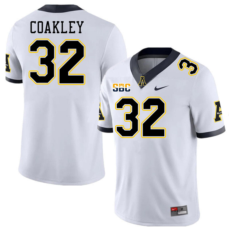 Appalachian State Mountaineers #32 Dexter Coakley College Football Jerseys-White